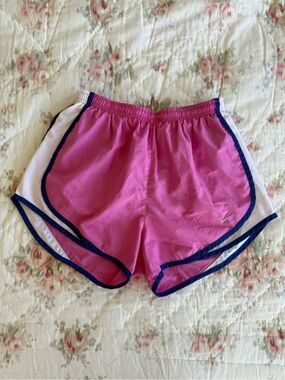 Nike Women’s Tempo Pink Athletic Shorts with Navy Trim
